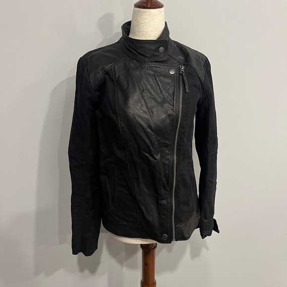 Lucky Brand Black Leather and‎ Suede  Moto Jacket Small - Picture 1 of 6